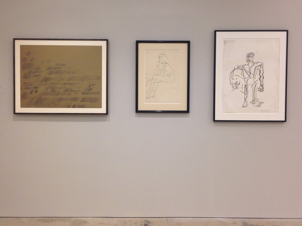 (Left to Right) Cy Twombly, Egon Schiele, Jean-Michel Basquiate at Nahmed Contemporary, Photograph by Katy Hamer, 2014