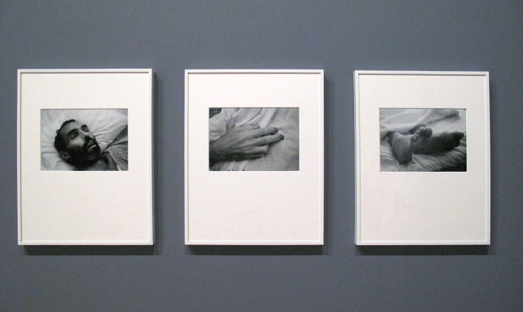 David Wojnarowicz, Untitled, Three gelatin silver prints, 1989, (at the deathbed of artist Peter Hujar who died of AIDS-related causes), The Whitney Museum of American Art, Photograph by Katy Hamer, 2015