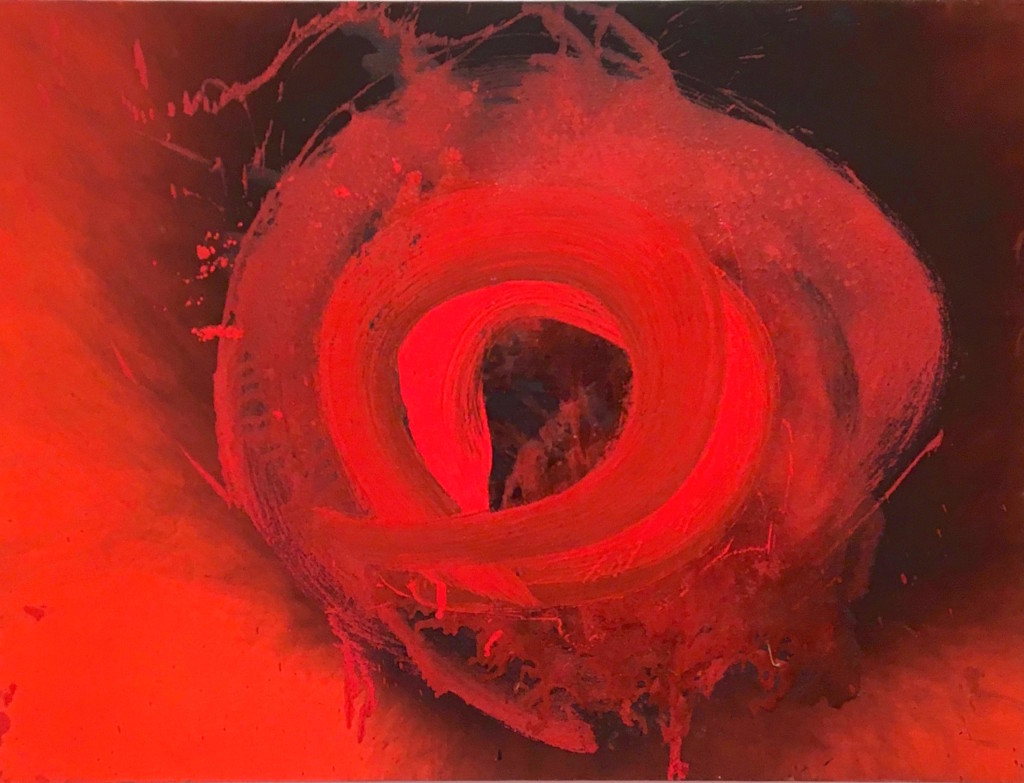 Otto Piene, "Cyclops" (1993-94), Oil and fire on canvas, Sperone Westwater, New York, Photograph by Jongho Lee