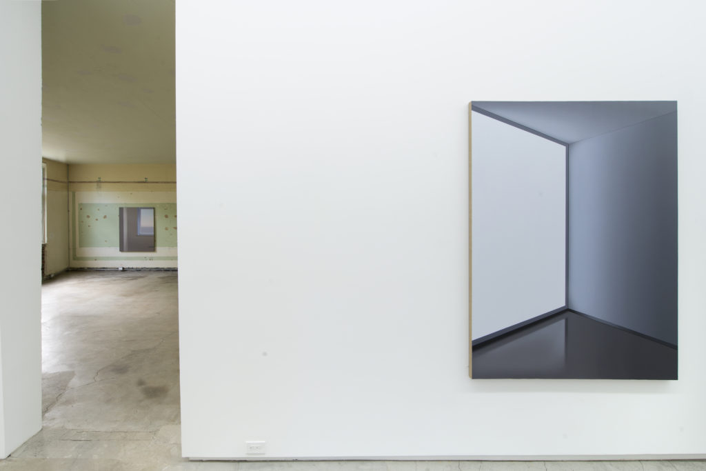 Pierre Dorion, Installation view, left (back room): "The School (Window)" (2016), right: "Screen II" (2016) Image courtesy of Jack Shainman Gallery, 2016 