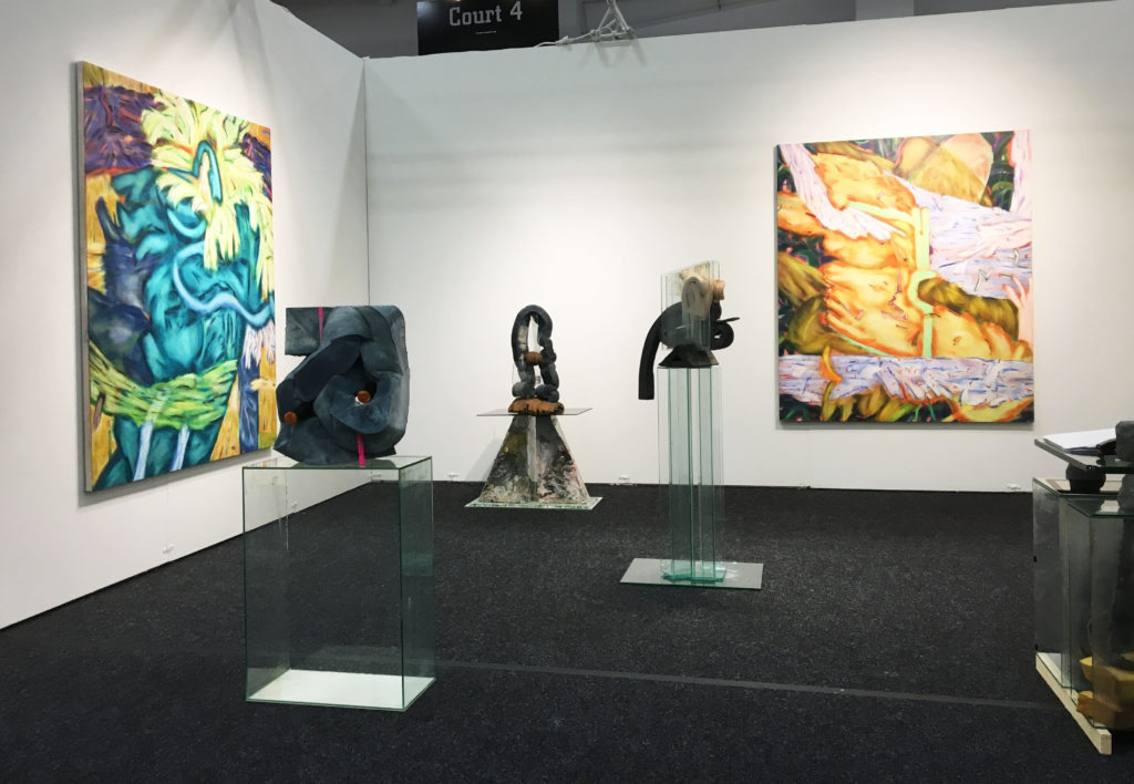 Installation view: Paintings by Victoria Roth and sculptures by Dave Hardy 