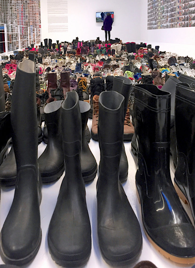 Ai Weiwei, Laundromat, Shoes on 2nd Tier, 2016, Installation view in Jeffrey Deitch Gallery, NY, Photograph by Katy Hamer, 2016