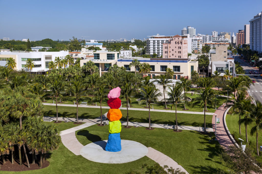 Ugo Rondinone, Miami Mountain, 2016, granite, paint, steel. Collection of The Bass Museum purchased with The John and Johanna Bass Acquisition Fund. Photo © Zachary Balber. Courtesy of The Bass, Miami Beach.